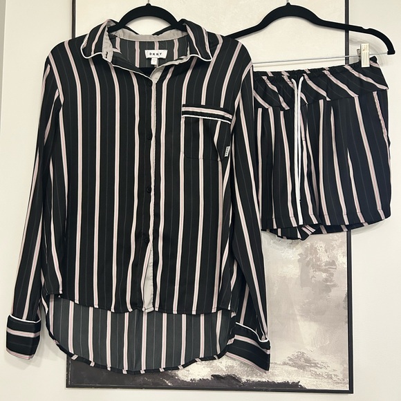DKNY Striped Satin Pajama Set - Small - Picture 1 of 6